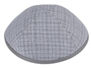 Picture of iKippah Gray Plaid with Dark Gray Leather Rim Size 4